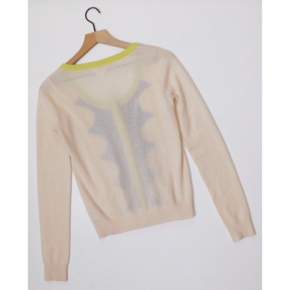 RARE!! Anthropologie HWR Monogram 100% Cashmere Scalloped Cardigan Sweater Small - Picture 5 of 10